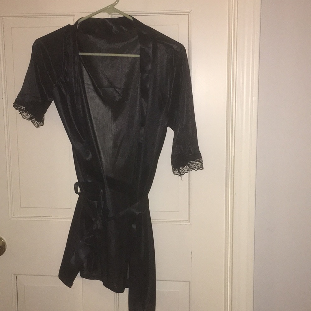 Black lace robe